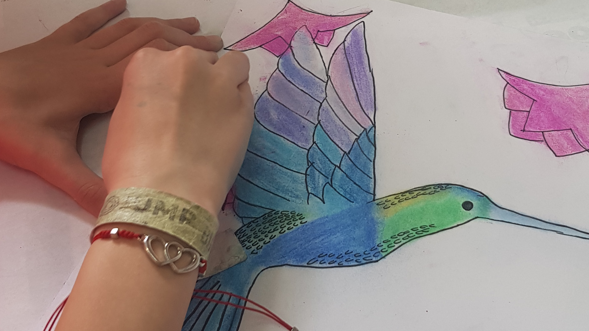 Oiseaux tropicaux dessinés par les enfants
